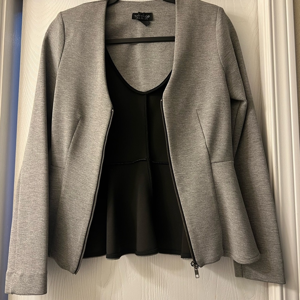 Grey TopShop zip up blazer